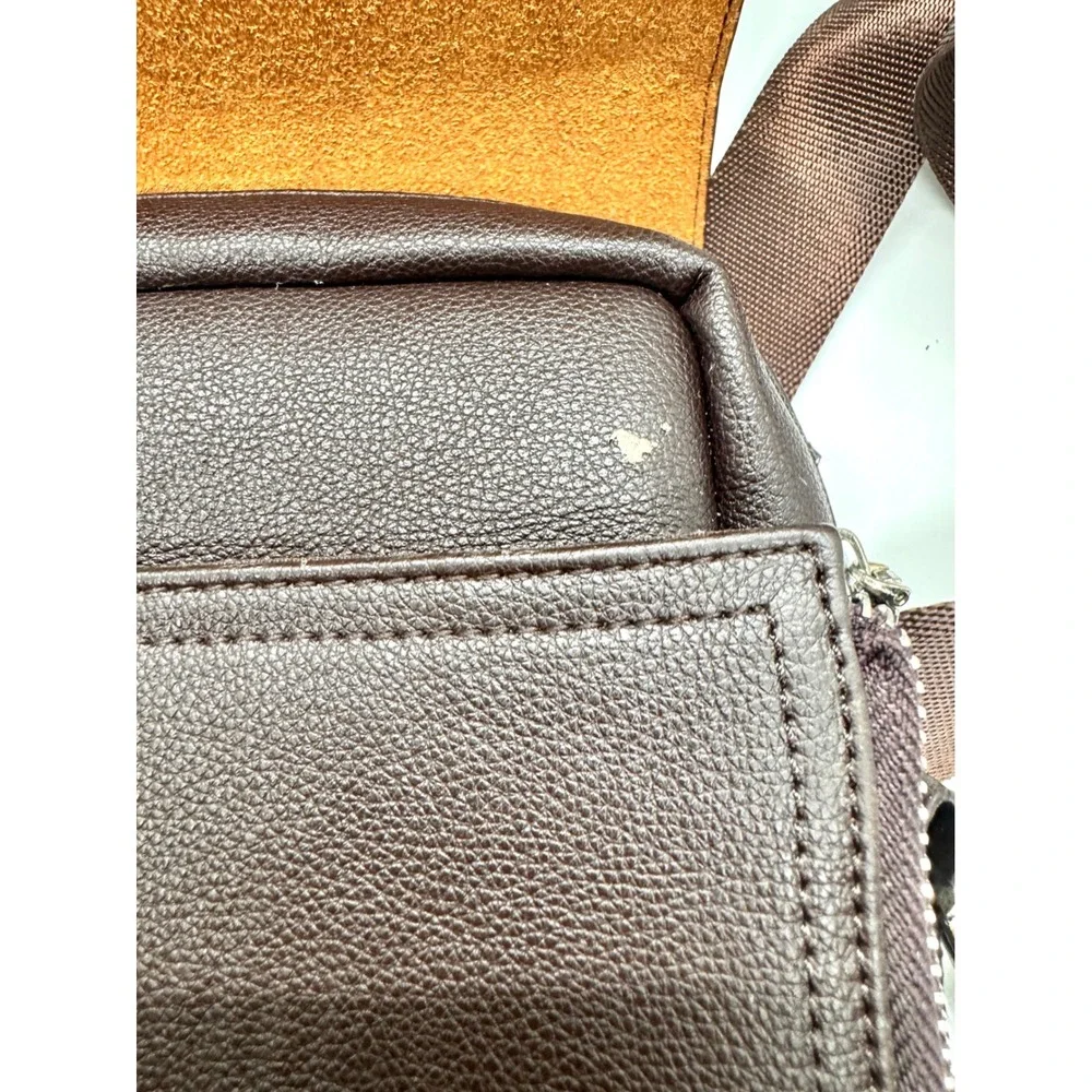 Set of 2 Faux Leather Crossbody Messenger Bags Black Brown Travel Satchel‎